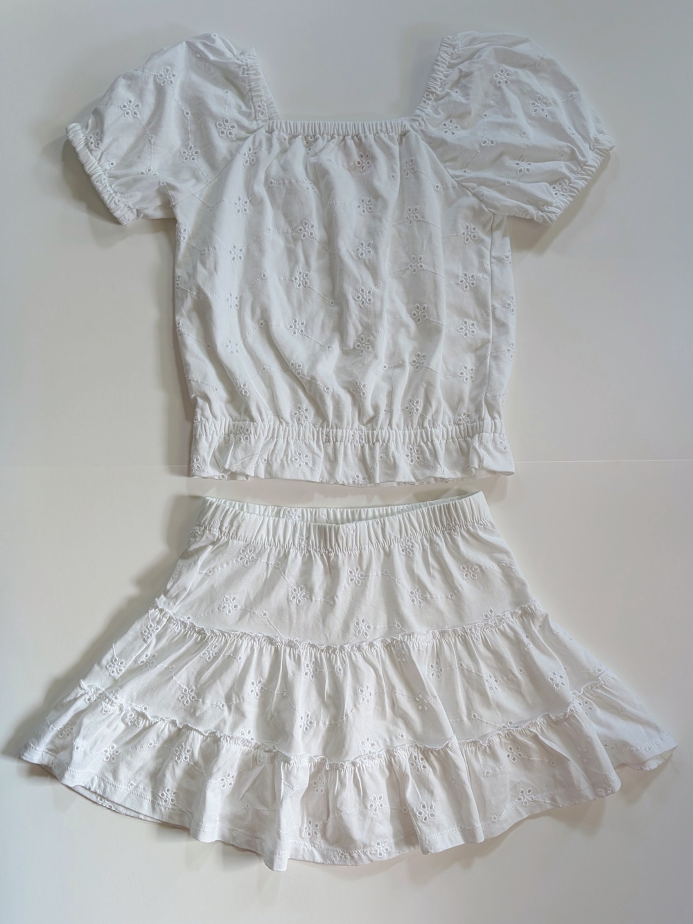NWOT Cat & Jack White Eyelet Girls Two-Piece Square Neck Top & Skort Set - Sz 8